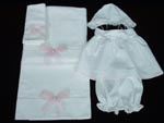272T.  Sheer Pink Bow Towel and Lathopana Set