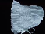 HO2.  Girl's White Bonnet with Faux Pearls